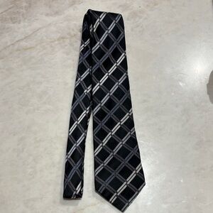 BCBG Elegant Black and Gray Checkered Men's Tie